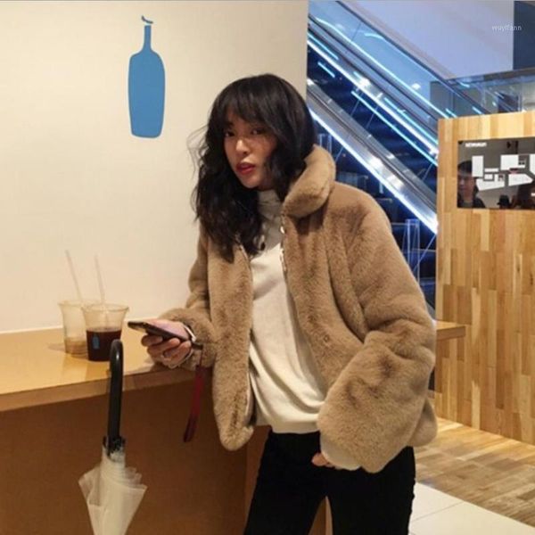 

fashion brand big collar faux fur coat female thicker warm fur waistcoat zipper stitching fluffy coat wq862 dropship1, Black