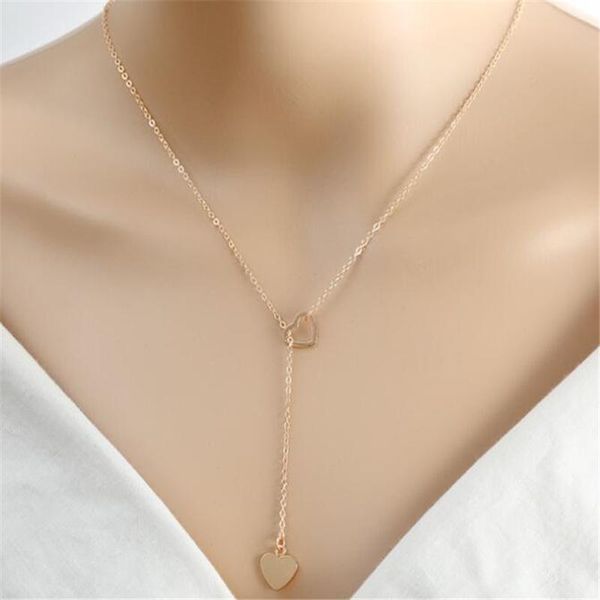 

korean fashion heart shape long pendant necklace for women jewelry love party necklace christmas gift for girl collar, Silver