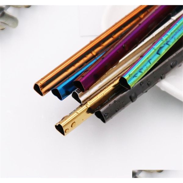 

8.5"stainless steel metal drinking straws heart shaped reusable portable e-co friendly tubes colorful metal straw jk2006 xttcb