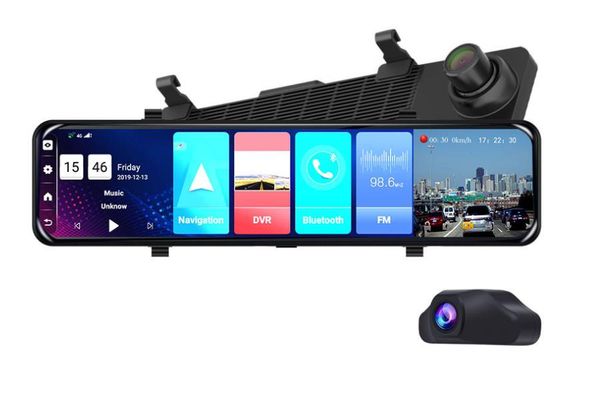 

12 inch rearview mirror driving recorder streaming media cloud mirror front and rear 1080p reversing image voice control navigator car dvr