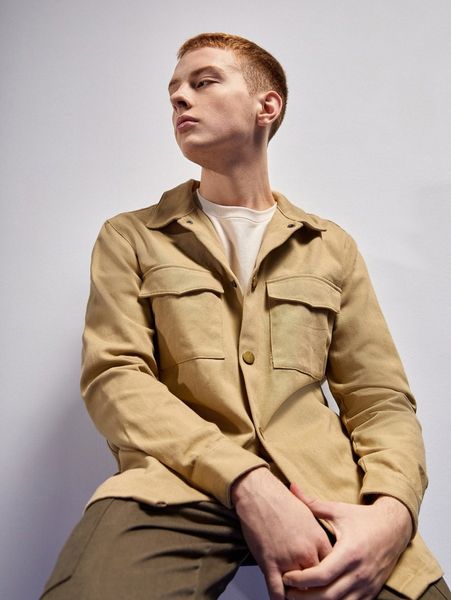 

x io men flap pocket button front coat l84q#, Black;brown
