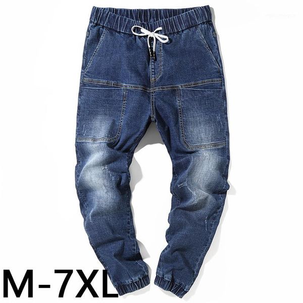 

men's jeans size 5xl 6xl 7xl large men's 2021 classic stretch wide leg pants loose fat legs increase straight streetwear jeans1, Blue