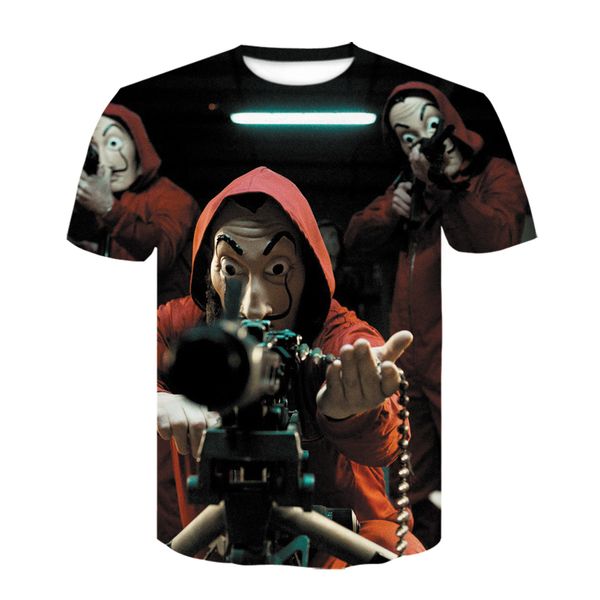 

house of paper la casa de papel black 3d print shirts hippie plus size harajuku men clothing