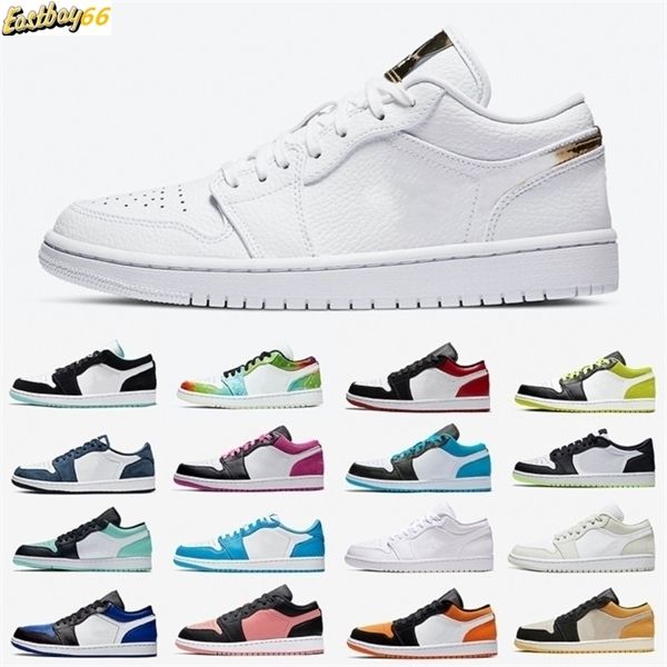 

new white and gold jumpman 1 low mens obsidian баскетбольная обувь unc 1s cactus jack бред toe мужчины женщины тренеры спорт кроссовки 5.5-1