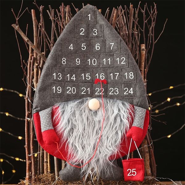 Luanqi Calendario natalizio Tessuto Avvento Bambola senza volto Conto alla rovescia Babbo Natale Buon Natale Decorazione per la casa Natal Noel 201127