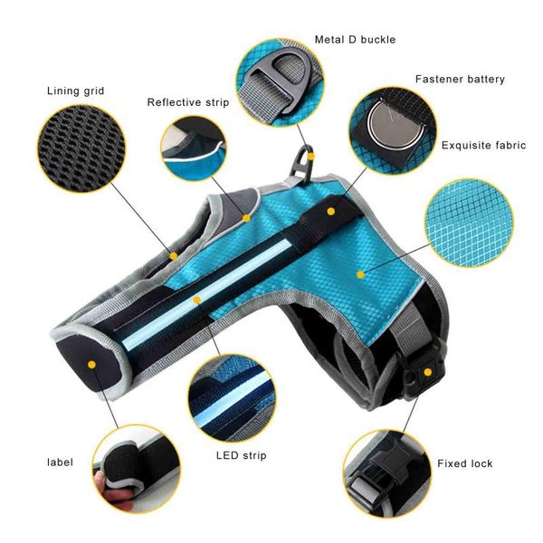 

dog collars & leashes durable luminous led collar reflective safety harness vest for pet supplies hfing