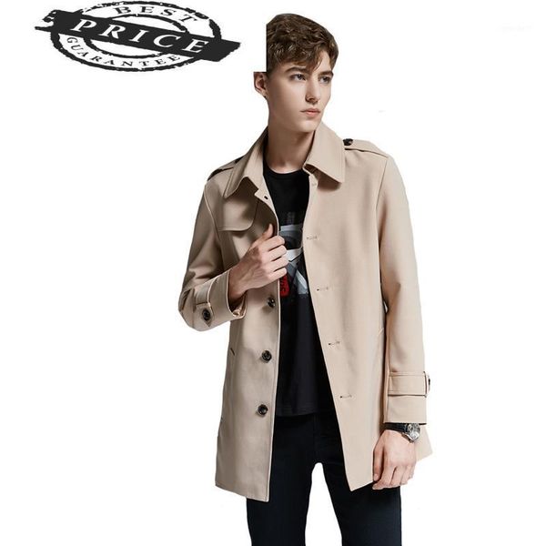 

men's trench coats turn coat hombre collar windbreaker single button leisure jackets british style solid overcoat 29256-61, Tan;black