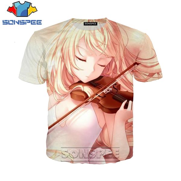 

anime your lie in april 3d print shirts hentai oversized plus size men clothing
