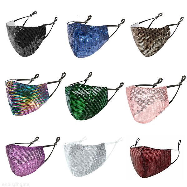 

cross-boundary pure sequins fashion face masks can be filter-inserted into thin summer dust-proof breathable sequins cotton designer masks