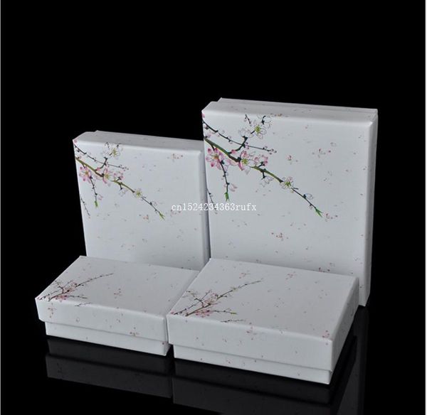 

gift wrap 100pcs white color boxes for jewelry flower oblong box ring earring necklace pendant packaging
