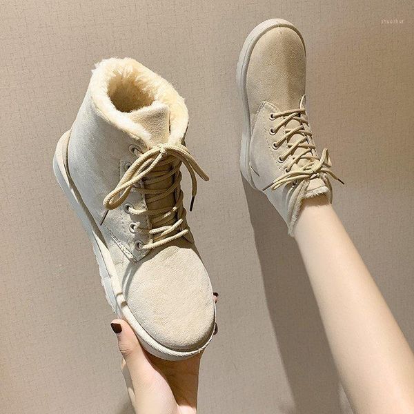 

boots women's suede women 2021 winter thick fur lined snow large size shoes1, Black