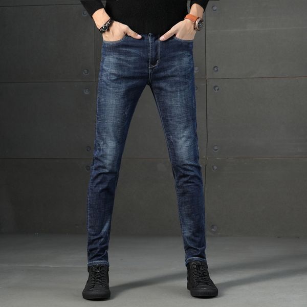 

men's 2020 autumn casual jeans and jeans new youth casual pants korean fashion slim long pants elastic leggings wnjfb, Blue