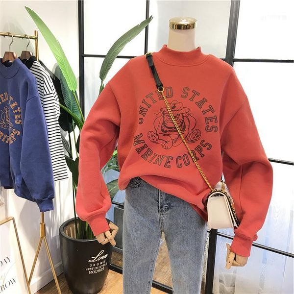 

new winter thick fleece hoodie pullover women warm high collar sweatshirt femme classic cotton sweat hoodies teen girl1, Black