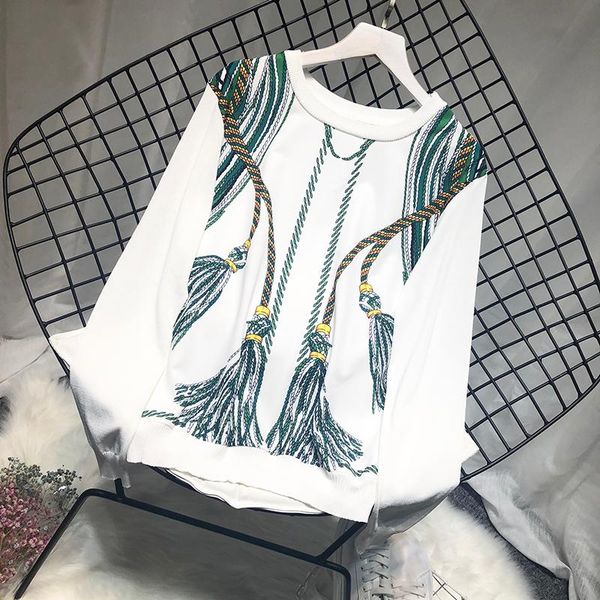 

12132 fashion women's sweaters 2021 runway luxury european design party style women's clothing, White;black