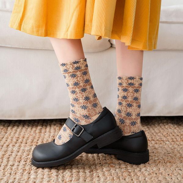 

socks women socks national wind flowers autumn winter ladies warm fashion kawaii creative harajuku sox1, Black;white
