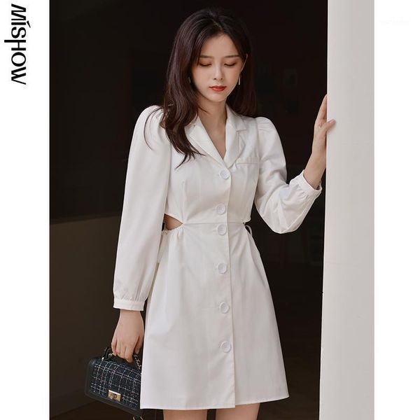 

mishow 2020 autumn dresses for women long sleeve office lady solid elegant dress slim solid vestidos female clothing mx20c10731, Black;gray