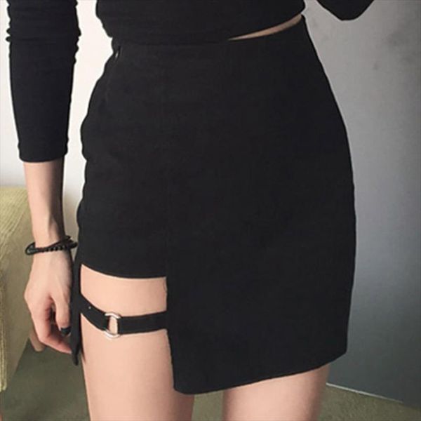 

2021 new women mini asymmetrical high waist skirt party club pencil fit skirts skirts female saia faldas mujer, Black