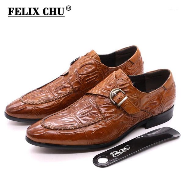 

dress shoes 2021 nordic style mens genuine leather monk strap business formal crocodile print fashion stylist men1, Black
