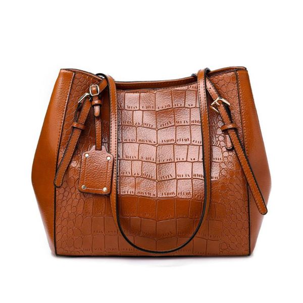 

women solid color alligator shoulder bag simple style large casual totes female pu leather crossbody bags ladies handbag