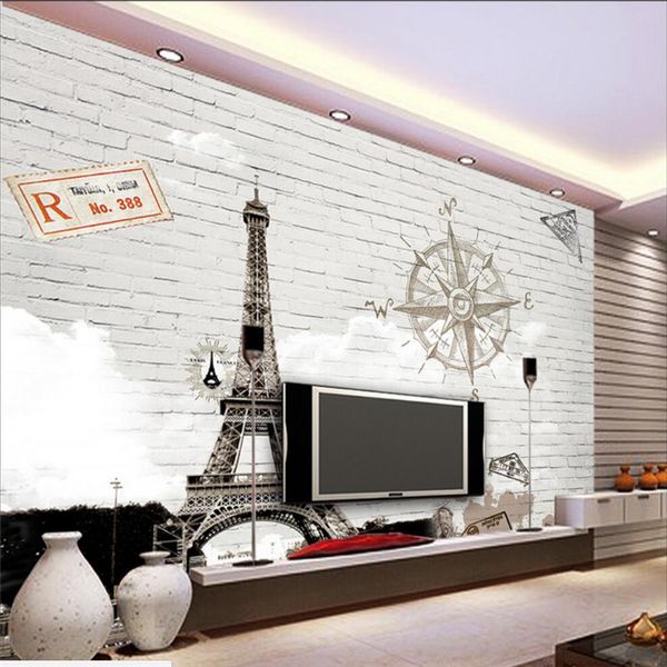 Beibehang Duvar Kağıdı Duvar Duvar Sticker Soyut El Boyalı Paris Eyfel Kulesi TV Papel De Parede Duvar Kağıdı Duvarlar Için 3 D