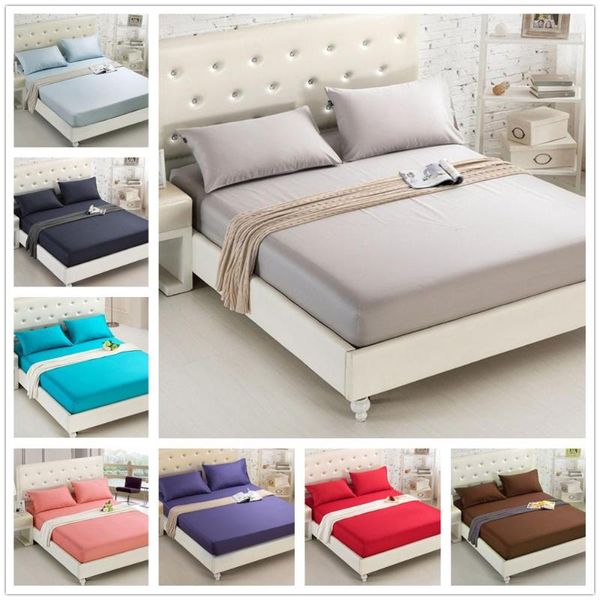 

pure color mattress cover bed sheet sanded bed cover linen sheet with elastic band queen linen household bedding 180x200
