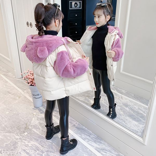 

зимняя одежда 2020 новая иностранный стиля детская утолщенного хлопок ватник пальто, маленькие девочки средний и, Blue;gray