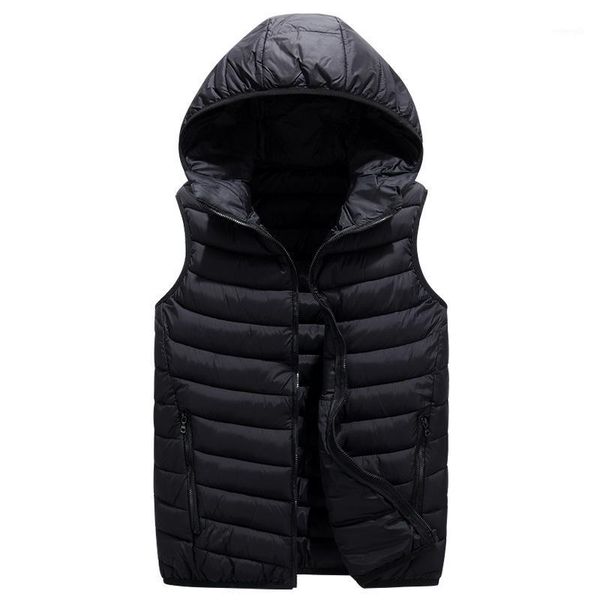 

2020 new casual loose gilet homme multi colors hooded vests for men1, Black;white