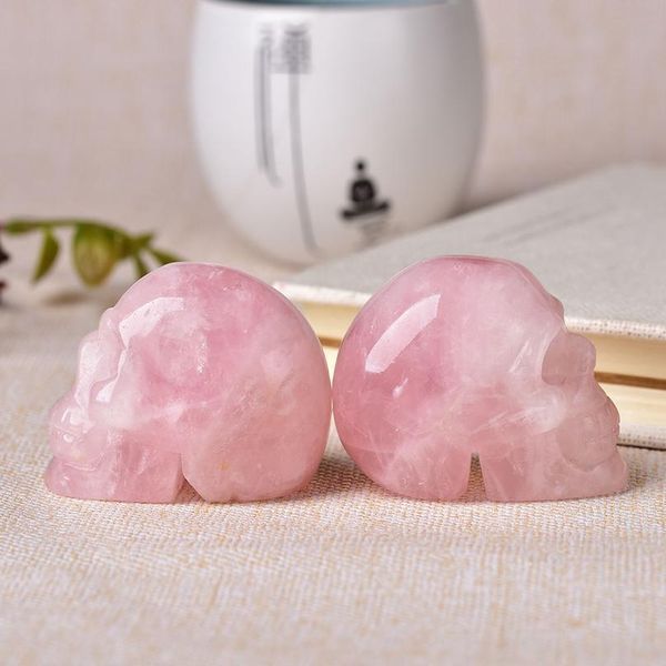 

2 inch natural rose quartz handmade carved skull crafts figurine crystal healing home decor ornament polished art col jllsts, Black