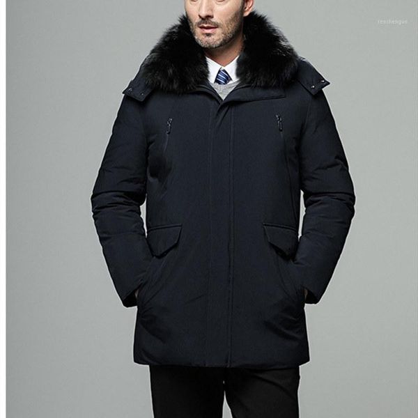 

in the winter the new upset elderly men's down jacket in long lapel down jacket1, Black