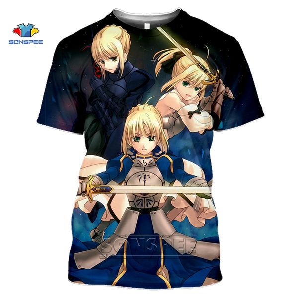 

japan kawaii anime fate stay night fate zero 3d print shirts oversized comics hippie men clothing