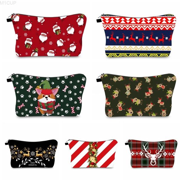 

christmas cosmetic printed pouch sundries storage bags cross border fashion handbag portable travel zipper organizer bag dhc1929