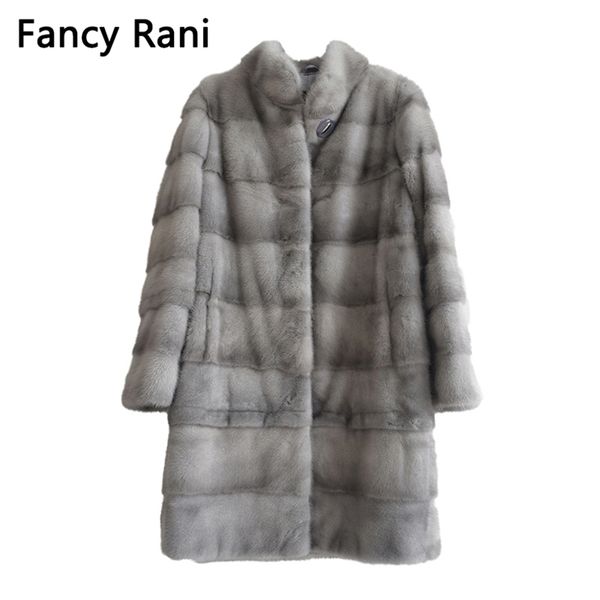 REAL Natural Mink Pele Casaco Mulheres Inverno Longo Casaco Destacável Luva Ajustável Comprimento 211220