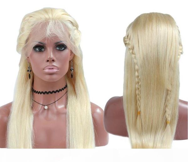 

honey blonde human hair wig 613 for women unprocessed virgin peruvian silky straight pre plucked full lace blonde wigs with baby hair, Black;brown