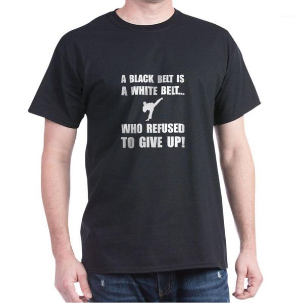 

men's t-shirts black belt refusal t-shirt white1, White;black
