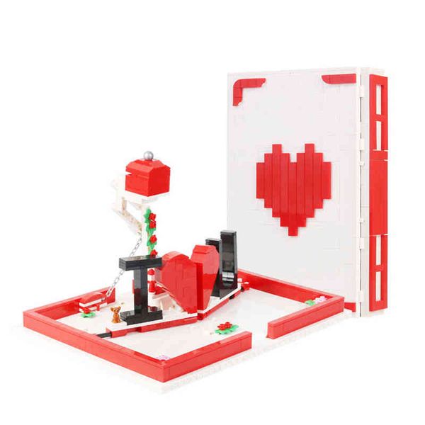 

662pcs city valentine's day theme love books moc building blocks lovers confession book bricks romance gifts toys girl friends aa220303