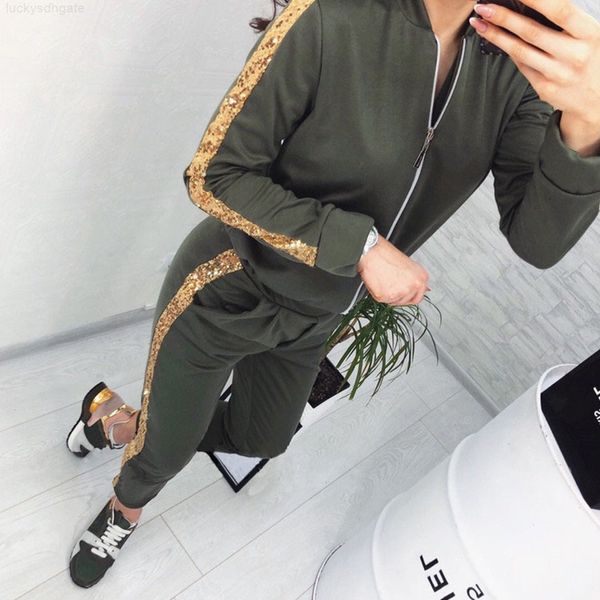 

sequins women 2 piece outfits womens tracksuit pullover hoodie and long pants set tracksuits jogging suits t200917, White