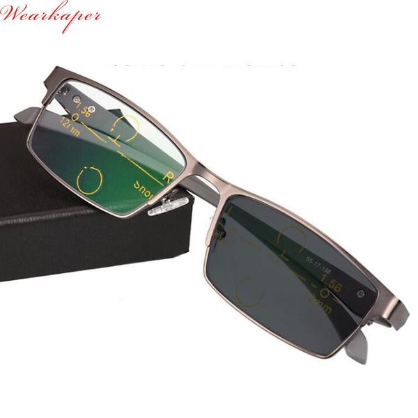 

sunglasses wearkaper titanium alloy frame progressive transition pochromic reading glasses sun readers eyewear men women 1.0-3.5, White;black