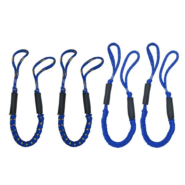 

4pcs marine boat bungee dock line anchor / mooring rope 4ft blue
