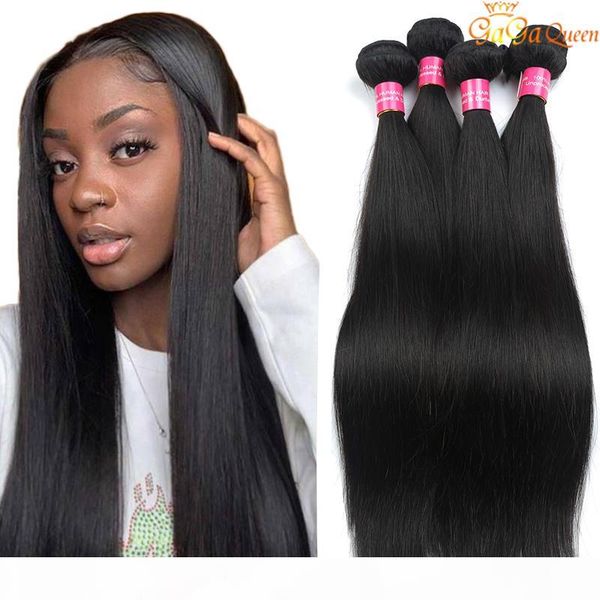 

virgin brazilian hair straight 4 bundles wet and wavy brazilian hair 100% unprocessed human hair weaves, Black