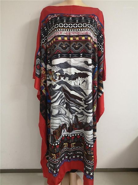 

dress length:130cm bust:130cm 2020 new fashion dresses bazin print dashiki women long blouse yomadou color pattern oversize1, Red