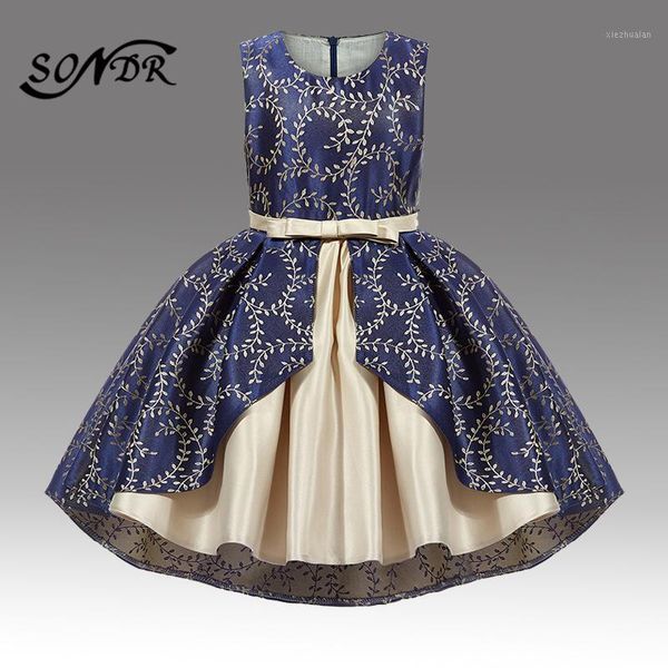 

girl's dresses flower girls ht042 elegant embroidery navy blue kids communion dress high low length girl pageant ball gown1, Red;yellow