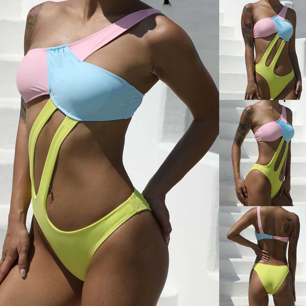 

2021 women's swimwear color contrast print bikini swimming beachwear bathing swimsuit brazilian biquini beach wear, White;black