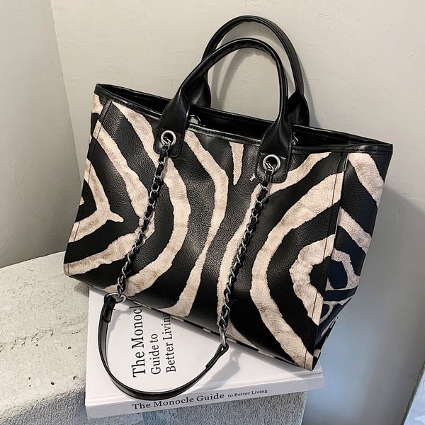 

fashion brand women 2020 new high capacity zebra print chain big high grade special shopping bag shopping bag bag ef1yw