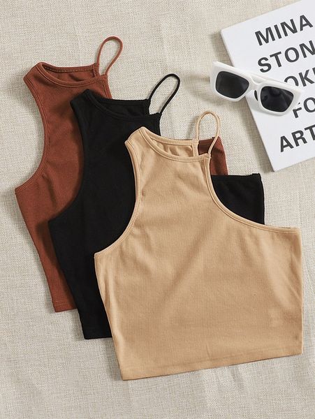

3pcs solid asymmetrical neck q6qn#, White