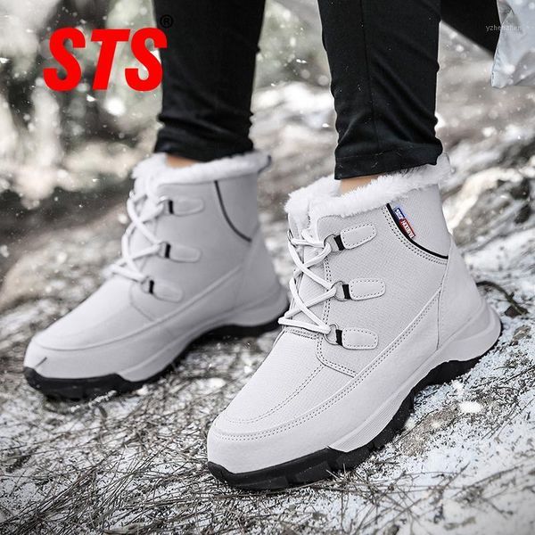 

boots sts women snow ankle winter keep warm plush cotton shoes fashion waterproof casual outdoor sneakers botas mujer1, Black