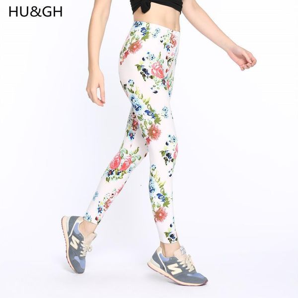 

print flower casual legging flowers leggins mid elasticity material women trouser seamless legging drop shipping, Black