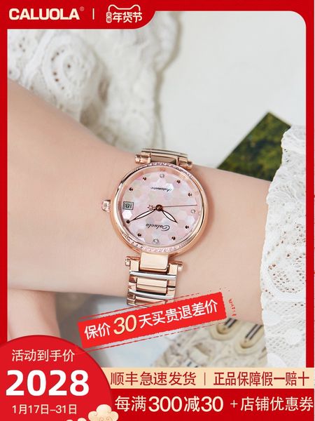 

caluola watch official flagship store womens mechanical watch fashion small dial brand womens watch 2020 new fashion, Slivery;brown