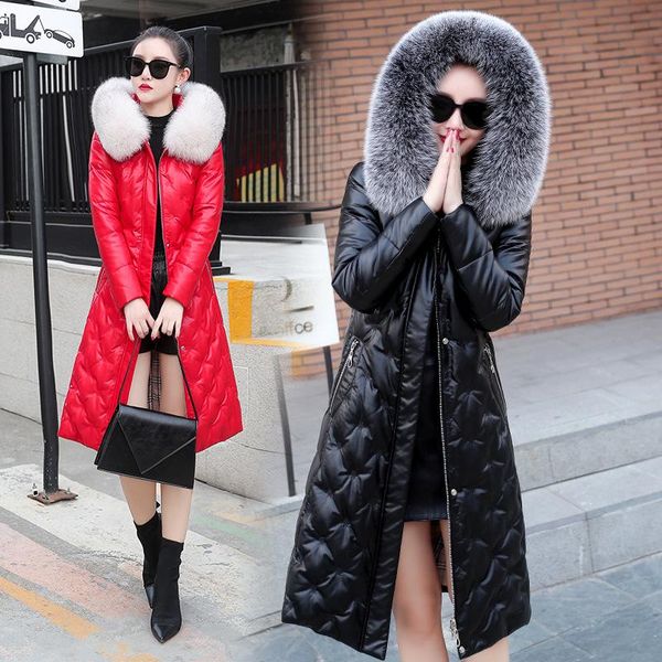 

women's down & parkas a haining leather jacket for women in 2021 winter, Black
