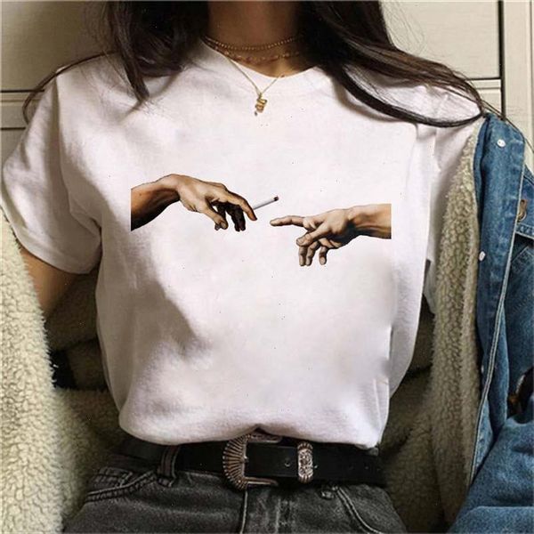 

michelangelo harajuku 90s ulzzang tumblr women t shirt new summer funny print shirts streetwear casual tee female, White