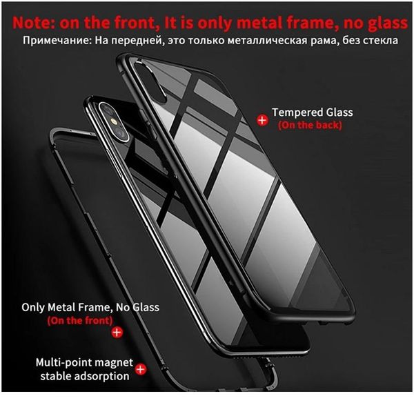 

magnetic adsorption metal case for iphone 12 11 pro max se 2 tempered glass back case for iphone xs wmtyor
